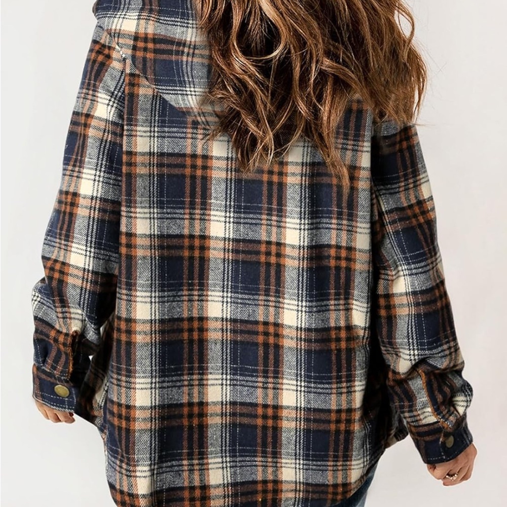 Dokotoo Womens Plaid Shacket Jacket Sherpa Fleece hood - Picture 13 of 13